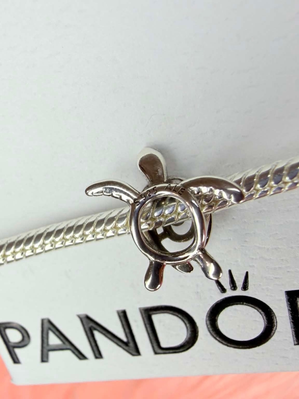 Pandora Silver Turtle Charm with Blue Accents - Picture 2 of 4